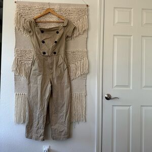 Marissa Webb Khaki Off the Shoulder Jumpsuit